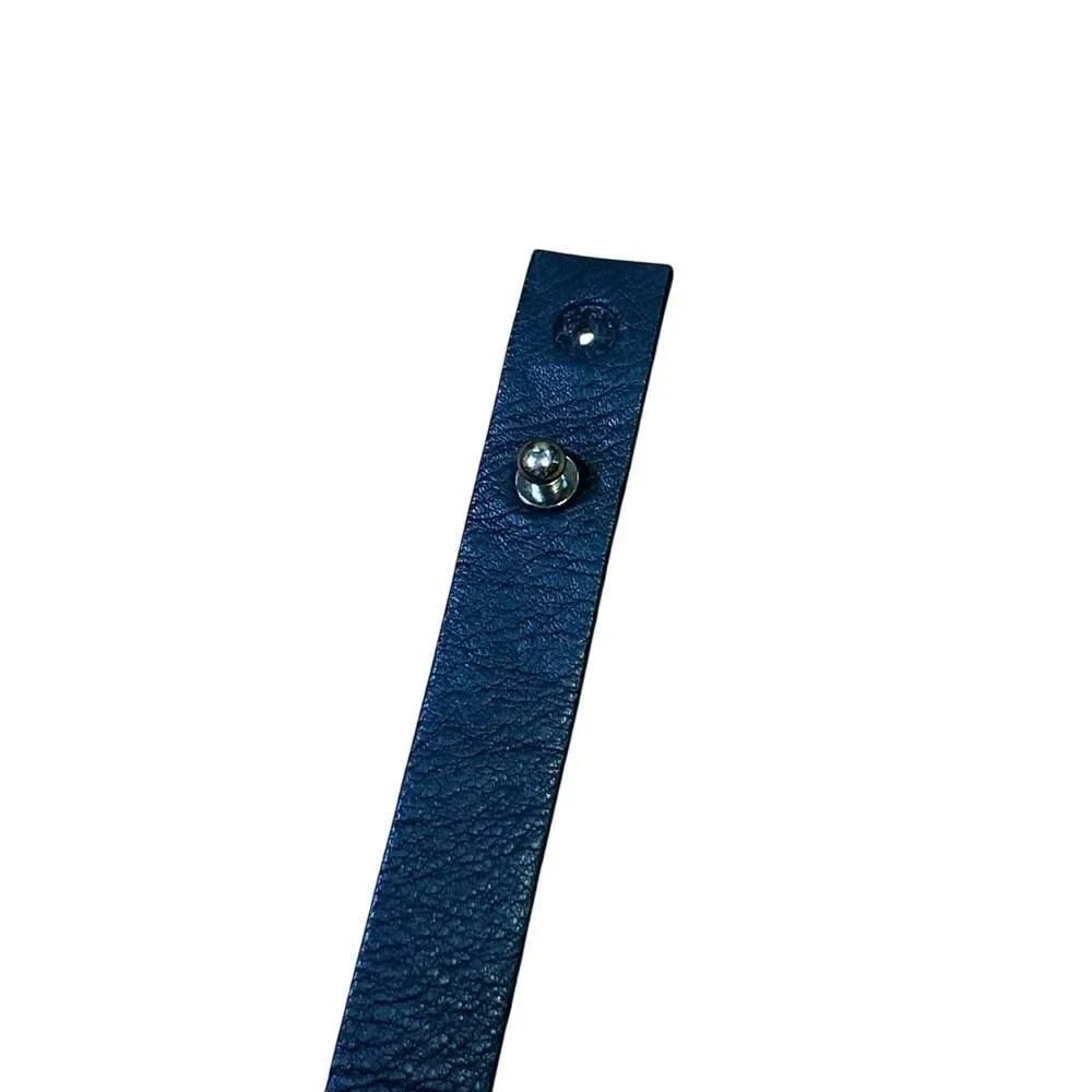 B-LOW‎ THE BELT Black Leather Studded Bow Waistband Belt Size XS